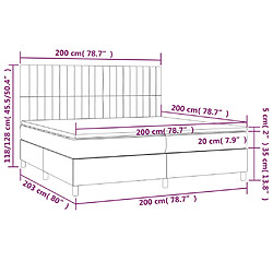 vidaXL Sommier à lattes de lit et matelas et LED Gris clair 200x200 cm pas cher