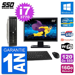 PC HP Compaq Pro 6300 SFF Ecran 22" i7-3770 RAM 16Go SSD 120Go Windows 10 Wifi · Occasion 