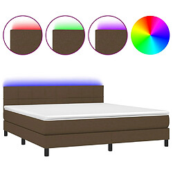 vidaXL Sommier à lattes de lit matelas et LED Marron foncé 180x200cm