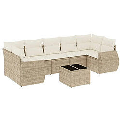 Maison Chic Salon de jardin avec coussins 8 pcs | Ensemble de Table et chaises | Mobilier d'Extérieur beige résine tressée -GKD68336