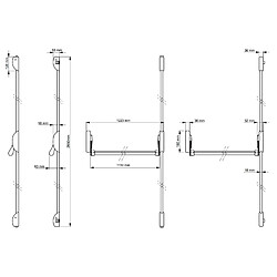 Serrure barre Anti Panique Cross Bar 2 Points lateraux DOM Metalux