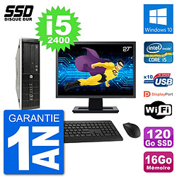 PC HP Compaq Pro 6300 SFF Ecran 27" i5-2400 RAM 16Go SSD 120Go Windows 10 Wifi - Occasion