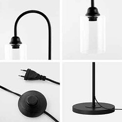 EMKE Lampadaire Noir Design Moderne avec Interrupteur à pied Lampadaire en Verre E27 Style Minimaliste