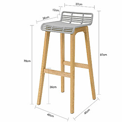 SoBuy FST76-HG Tabouret de Bar Design Chaise avec Repose-Pieds Piètement en Bois de Chêne