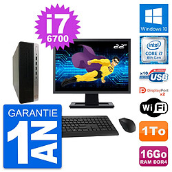 PC HP 600 G3 SFF Ecran 22" Intel i7-6700 RAM 16Go Disque Dur 1To Windows 10 Wifi · Occasion 