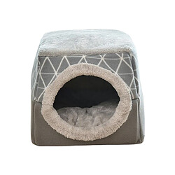 2 En 1 Lit Doux Pour Chat Pour Animaux De Compagnie Chenil Chiot Grotte Tapis De Nid Chaud Tapis Noir XL Dôme laine igloo condos carrés cachette félin