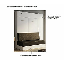 Inside 75 Composition lit escamotable rangement blanc DYNAMO SOFA canapé noir 140*200 cm L : 205 cm