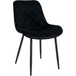 Avis Decoshop26 Lot de 4 chaises de salle à manger en tissu velours confortable noir pieds métal noir couture losange CDS10428