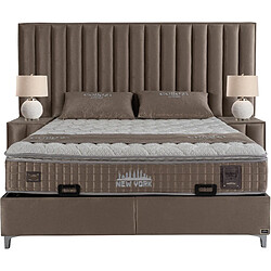 Avis Vivenla Ensemble de lit coffre 180x200 en velours taupe avec un matelas à ressorts ensachés 7 zones de confort de la collection NEW YORK