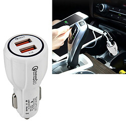 Wewoo DC 12-24V chargeur rapide 3.0 blanc de voiture avec 3.1A Chargeurs USB double 