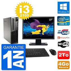 PC Lenovo M91p SFF Ecran 27" Intel i3-2100 RAM 4Go Disque 2To Windows 10 Wifi · Occasion 