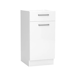 Pegane Meuble bas de cuisine avec 1 porte et 1 tiroir coloris blanc - longueur 40 x profondeur 44,60 x hauteur 82 cm 