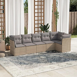 vidaXL Salon de jardin avec coussins 6 pcs beige résine tressée