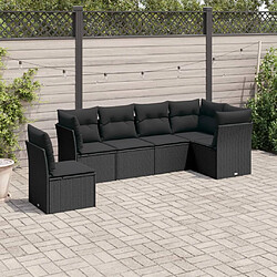 vidaXL Salon de jardin 6 pcs avec coussins noir résine tressée 