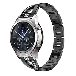 Wewoo Bracelet pour montre connectée en acier inoxydable massif serti de diamants de Samsung Gear S3 noir