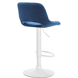 Acheter Decoshop26 Tabourets de bar chaises haute x2 avec repose-pieds en velours bleu piètement métallique blanc 10_0004087