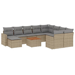 Maison Chic Salon de jardin 11 pcs avec coussins | Ensemble de Table et chaises | Mobilier d'Extérieur beige résine tressée -GKD27180