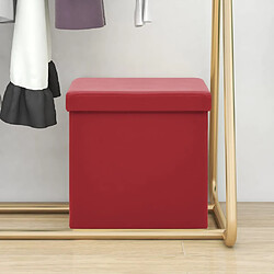 vidaXL Tabouret de rangement pliable Rouge bordeaux PVC 