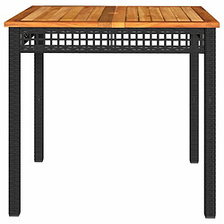 Maison Chic Table de jardin | Table d'extérieur noir 80x80x75 cm résine tressée et bois acacia -GKD13179 pas cher