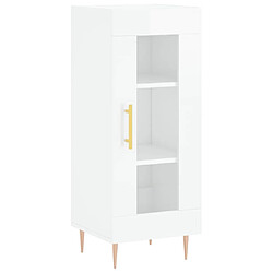 Maison Chic Buffet,Meuble de Rangement,commode pour salon,Cuisine Blanc brillant 34,5x34x180 cm Bois d'ingénierie -MN13093 pas cher