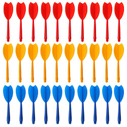 Jeu de 30 flechettes en plastique multicolore avec manche a volant rouge jaune bleu