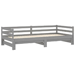 Maison Chic Lit d'appoint 2x(90x200)cm,Lit coulissant Lit de repos Gris Bois de pin massif -GKD40763 pas cher