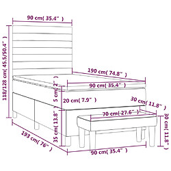 Acheter vidaXL Sommier à lattes de lit et matelas Gris foncé 90x190 cm Velours