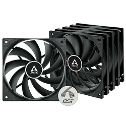 ARCTIC F12 PWM PST - Ventilateur boîtier 120mm, contrôle PWM et câble PST, noir, pack de 5