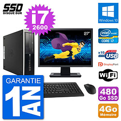 PC HP Compaq Pro 6300 SFF Ecran 27" i7-2600 RAM 4Go SSD 480Go Windows 10 Wifi - Occasion