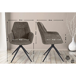 Decoshop26 Chaise de salle à manger pivotant avec accoudoirs x1 en tissu gris foncé et piètement en métal noir 10_0002043 pas cher