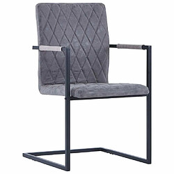 Maison Chic Lot de 2 Chaises à manger cantilever,Chaises de cuisine style scandinave - gris foncé similicuir -MN13074