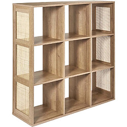 The Home Deco Factory Rangement modulable cannage et bois Bali 9 cases. Rangement modulable cannage et bois Bali 9 cases