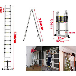 Échelle Télescopique Pliante, Charge Maximale : 150 kg - 5m (2.5M+2.5M)