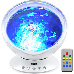 Universal Projecteur de vagues Lumière de nuit 7 modes Télécommande Projecteur océan LED pour enfants Haut-parleur Lecteur de musique intégré Éclairage de vagues avec Aurora Chambre Salon Fête Noël, (blanc) 