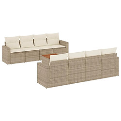 Maison Chic Salon de jardin avec coussins 9 pcs, Ensemble Tables et chaises de jardin, beige résine tressée -GKD803266