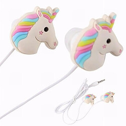 Acheter GUPBOO Casque filaire de dessin animé mignon arc-en-ciel cheval casque 3.5mm avec micro coloré pour enfants filles cadeaux envoyer immédiatement