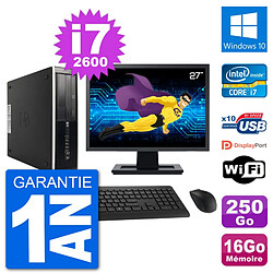 PC HP Compaq Pro 6300 SFF Ecran 27" Intel i7-2600 RAM 16Go 250Go Windows 10 Wifi · Occasion 