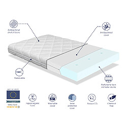 Dormalit Pack Matelas 80X190 CARAMEL LIT ENFANT, Epaisseur 11 CM + 1 Oreiller a memoire 80x35 + 1 Protege matelas 80x190 pas cher