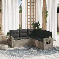 vidaXL Salon de jardin 5 pcs avec coussins gris clair résine tressée