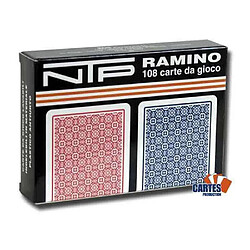 Coffret Long Life Ramino - NTP - 2 Jeux de 54 cartes rouge et bleu 100% plastique - format poker - 4 index standards