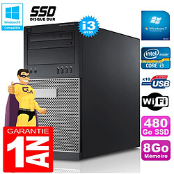 PC Tour DELL 9020 Core I3-4130 Ram 8Go Disque 480 Go SSD Graveur DVD Wifi W7 - Occasion