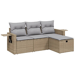 vidaXL Salon de jardin avec coussins 4pcs mélange beige résine tressée