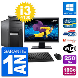 PC Tour Lenovo M83 Ecran 27" Intel i3-4130 RAM 16Go Disque 250Go Windows 10 Wifi - Occasion