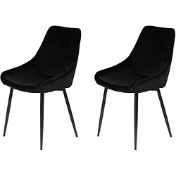 PRO LIVING Chaise Lot de 2 chaises Bari velour Noir 