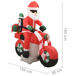 vidaXL Père Noël gonflable sur moto LED IP44 160 cm pas cher