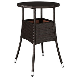 vidaXL Table de jardin Ø60x75 cm Verre trempé/résine tressée Marron