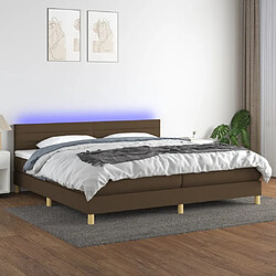 vidaXL Sommier à lattes de lit matelas et LED Marron foncé 200x200 cm