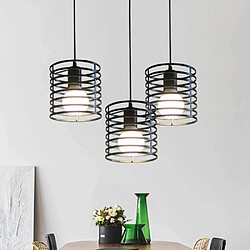 Avis Stoex Vintage Suspension Luminaires Industrielle 3 E27 Lampe Cage Rond en Fer Métal Lo