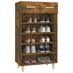 Avis vidaXL Meuble à chaussures Chêne fumé 60x35x105 cm Bois d'ingénierie