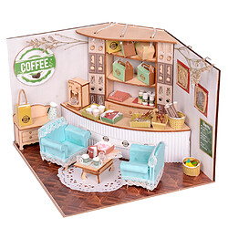 1/24 miniature maison de poupée bricolage kit avec meubles, café clair cadeau enfants